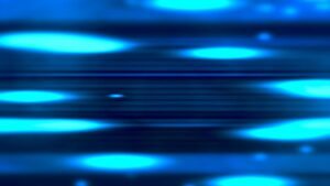 Glowing blue streaks on black, like data in motion