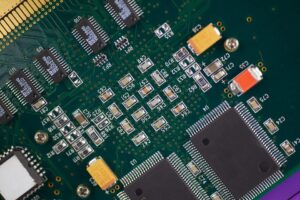 Circuit board with chips and traces