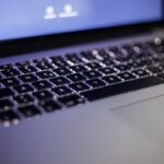 Laptop keyboard close-up in soft light