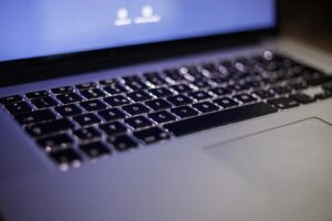 Laptop keyboard close-up in soft light